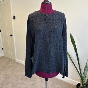 Vintage Valerie Stevens Black Textured Women's silk Top size 12